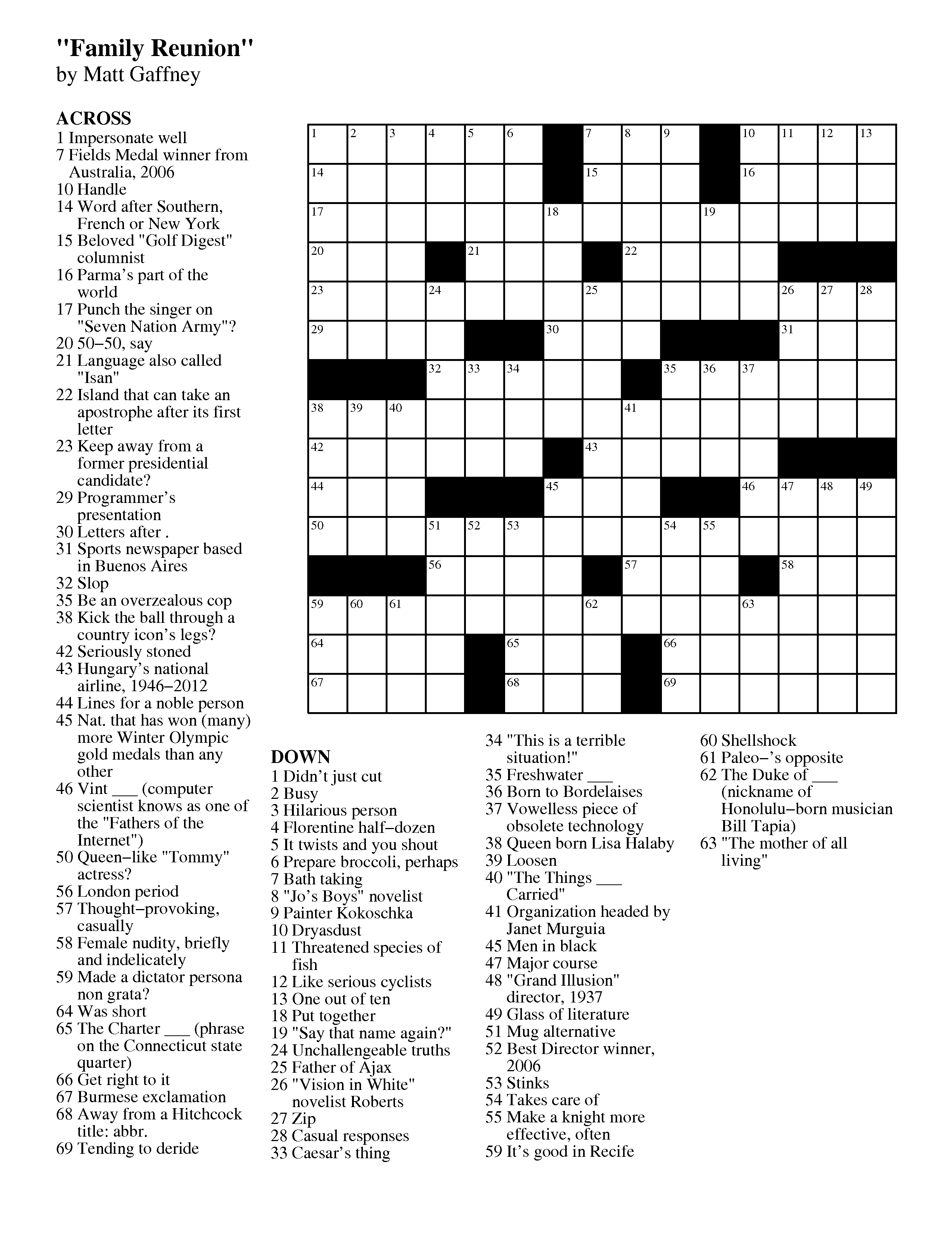 november 2012 matt gaffney s weekly crossword contest
