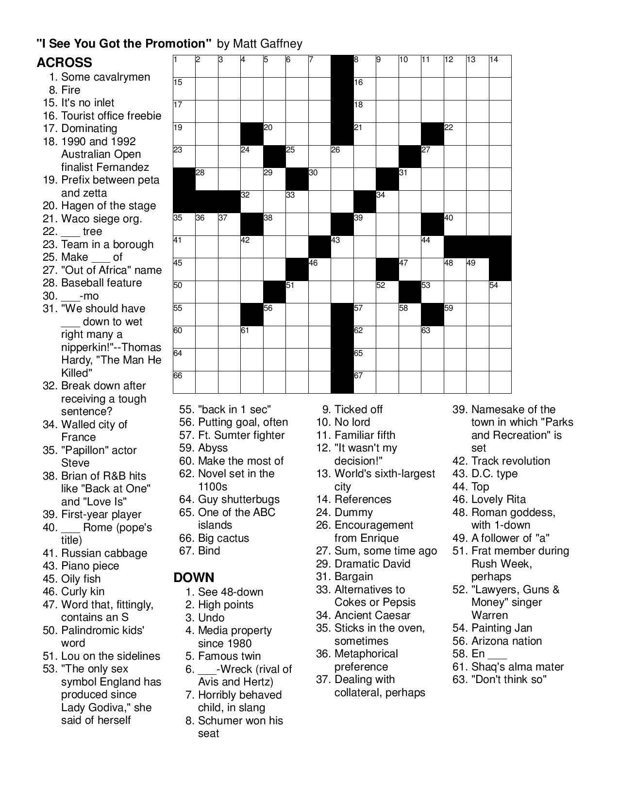 November 2013 Matt Gaffney S Weekly Crossword Contest Page 3